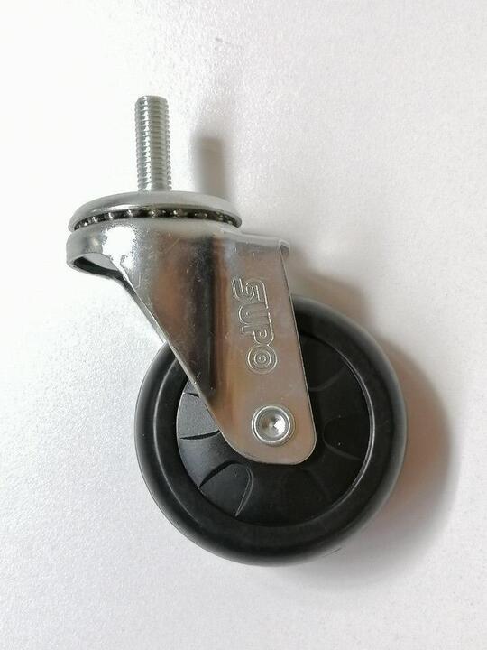 Castor and wheel for the sweeper