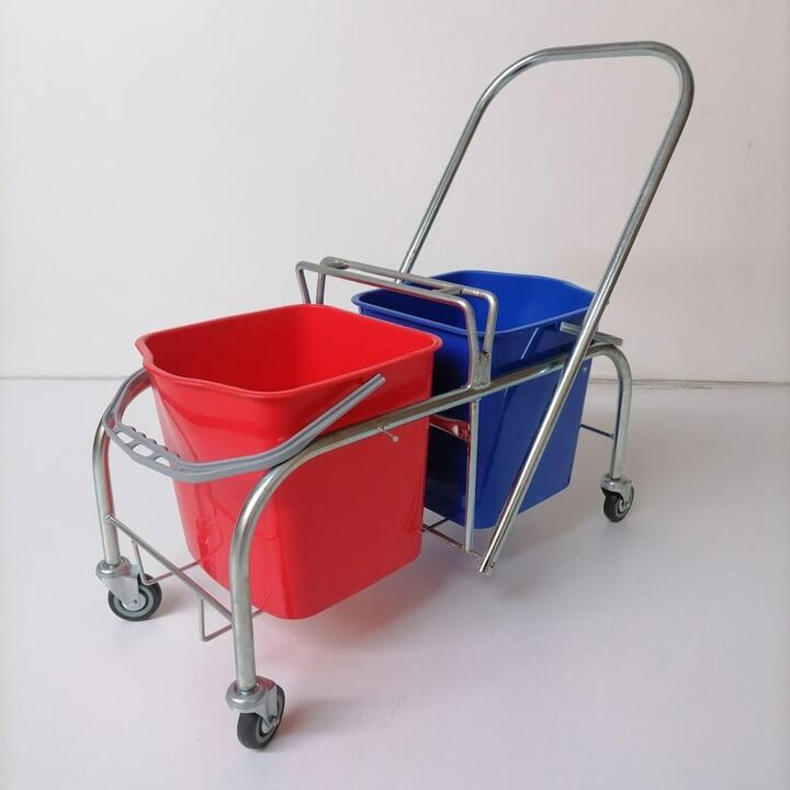 20L Red & Blue Buckets With Steel Trolley Frame