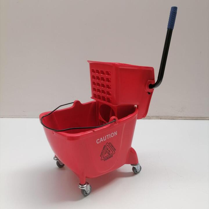 24L Plastic Trolley & Wringer Red