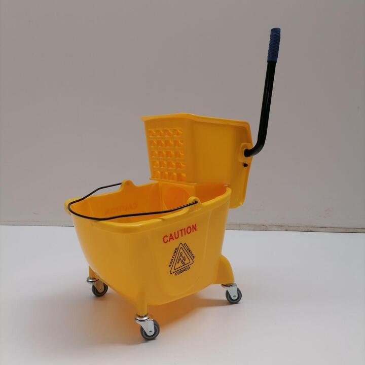 24L Plastic Trolley & Wringer Yellow