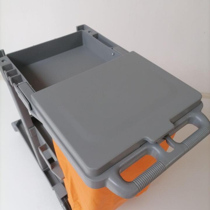 Janitorial Trolley with a Yellow Bag and a Lid