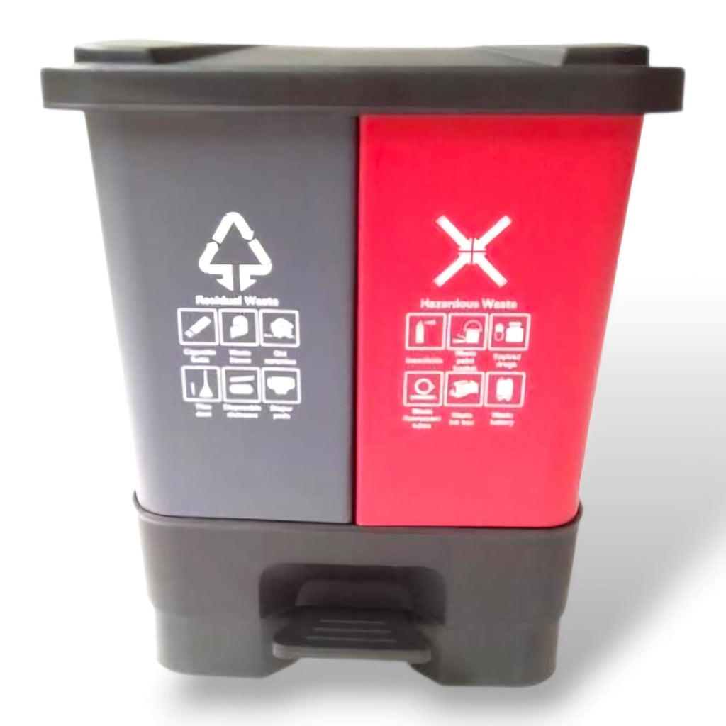 60L Divided Dustbin - Red
