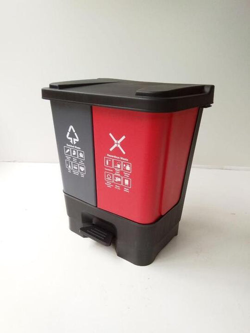 60L Divided Dustbin - Red