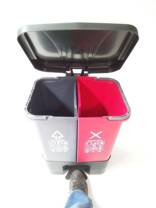 60L Divided Dustbin - Red
