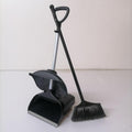 Scoop with closing lid, long handle and broom